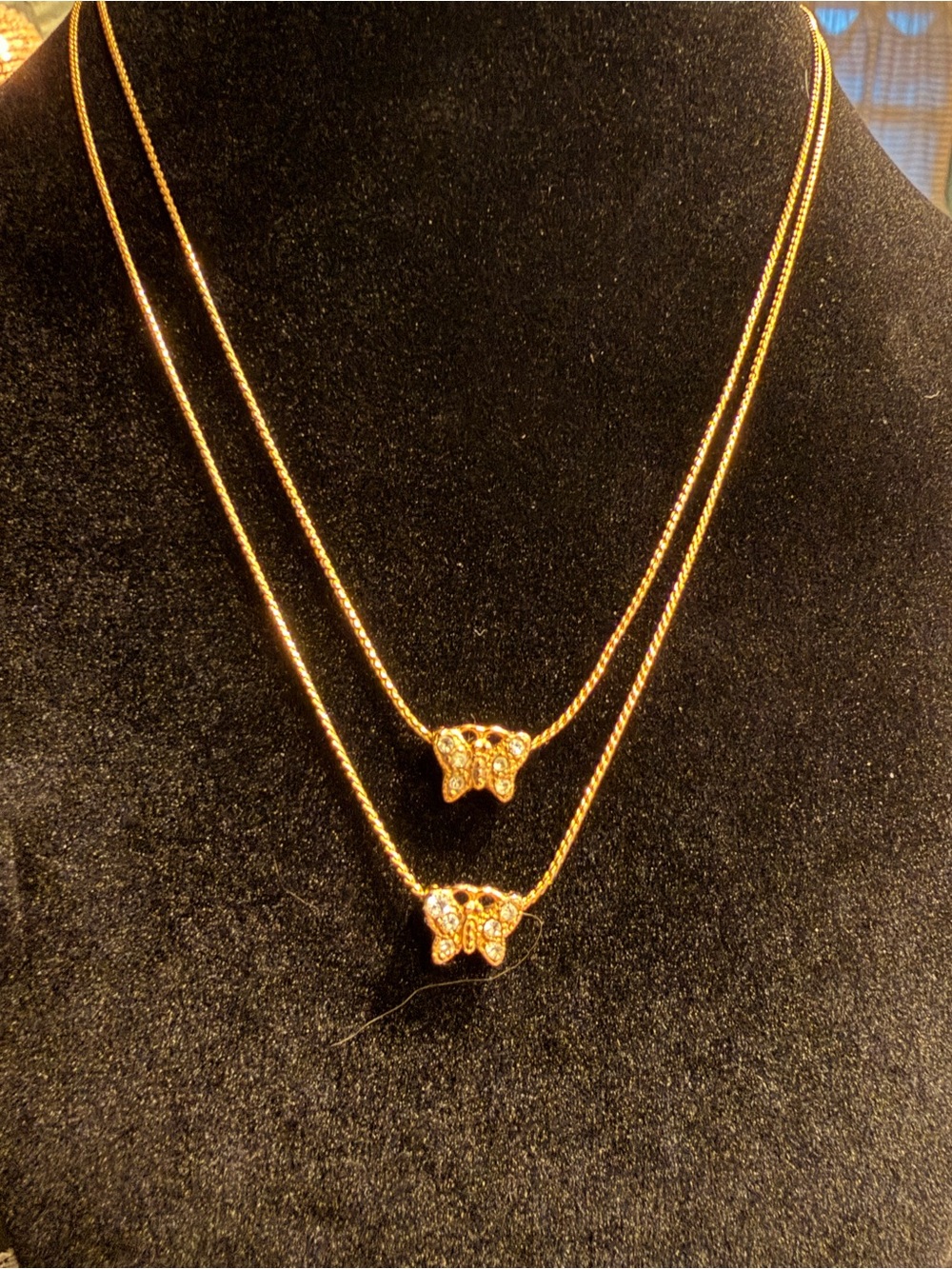 Gold Butterfly Pendant Layered Necklace - Women Jewelry